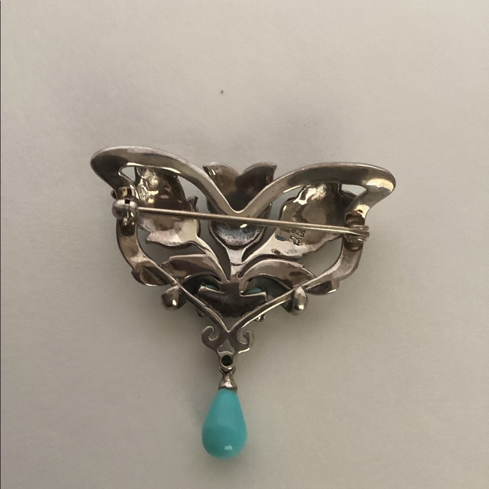 S/S PIN,SLEEPING BEAUTY TURQUOISE WITH SEED PEARLS - Picture 2 of 7